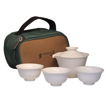 Ceramic Tooth White Cover Cup Travel Set